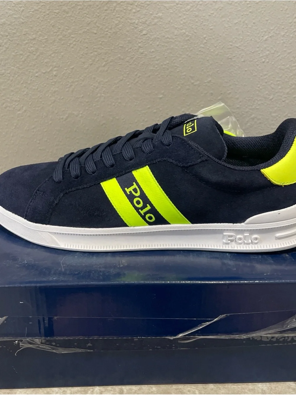 Polo by Ralph Lauren Navy with Neon Yellow Accent Low-Top Sneaker